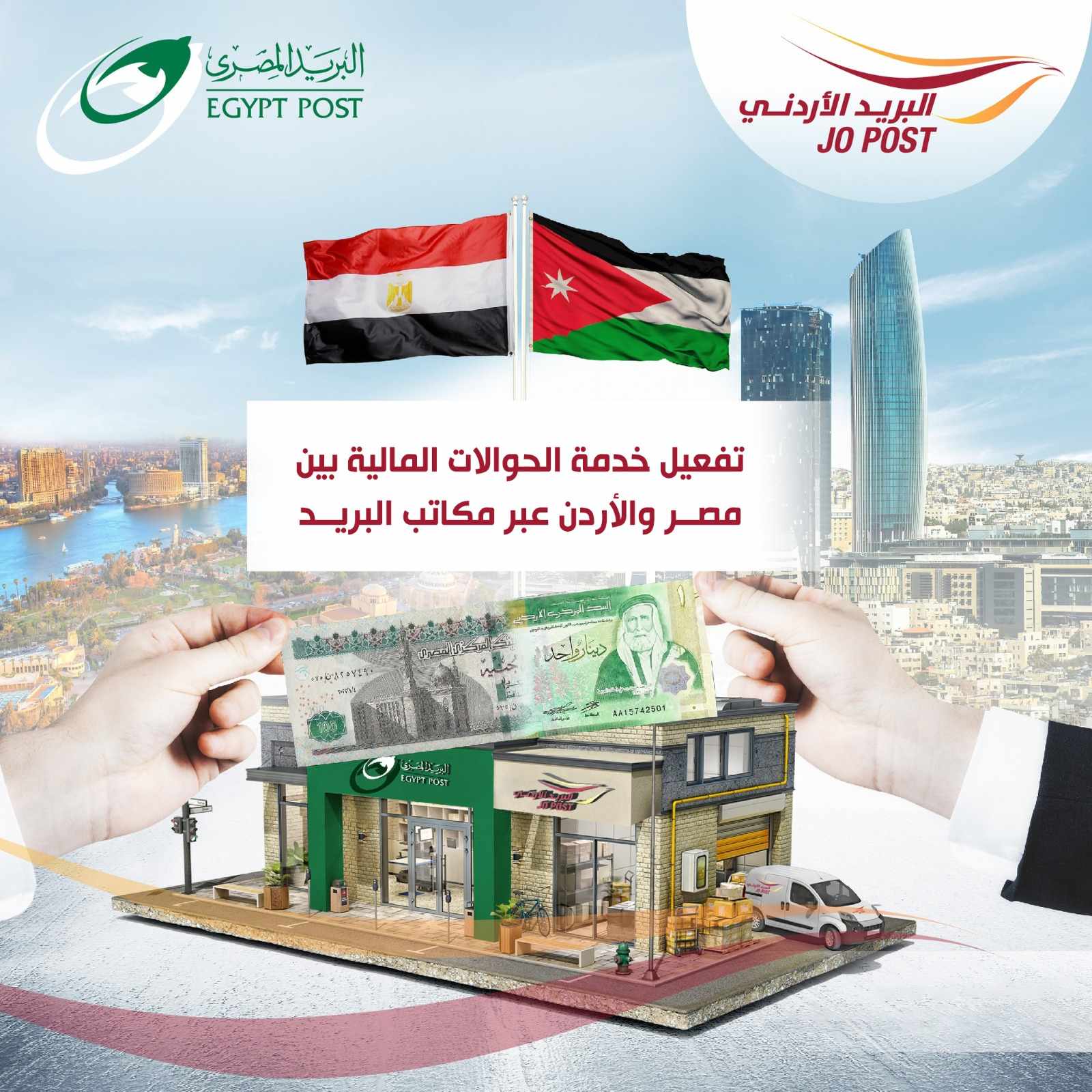 تفعيل خدمة الحوالات المالية بين مصر والأردن